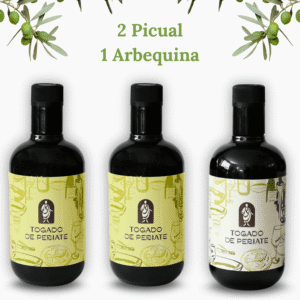 Pack 3 Botellas Aceite de oliva virgen extra 2 Picual - 1 Arbequina 500ml