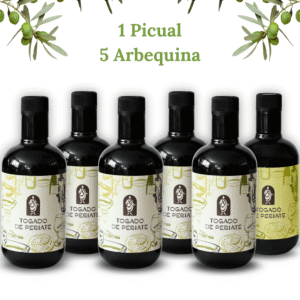 Pack 6 Botellas Aceite de oliva virgen extra 1 Picual - 5 Arbequina 500ml