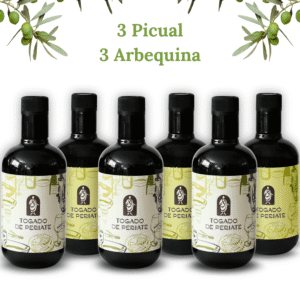 Pack 6 Botellas Aceite de oliva virgen extra 3 Picual - 3 Arbequina 500ml