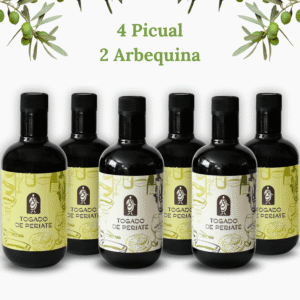 Pack 6 Botellas Aceite de oliva virgen extra 4 Picual - 2 Arbequina 500ml