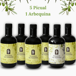 Pack 6 Botellas Aceite de oliva virgen extra 5 Picual - 1 Arbequina 500ml